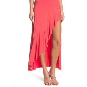 Ruffled High slit maxi skirt